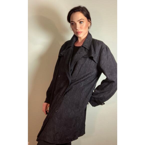 Dries Van Noten ~ BEAUTIFUL Utility Trench Coat Embroidered Navy ~ Sz Large - Picture 4 of 10